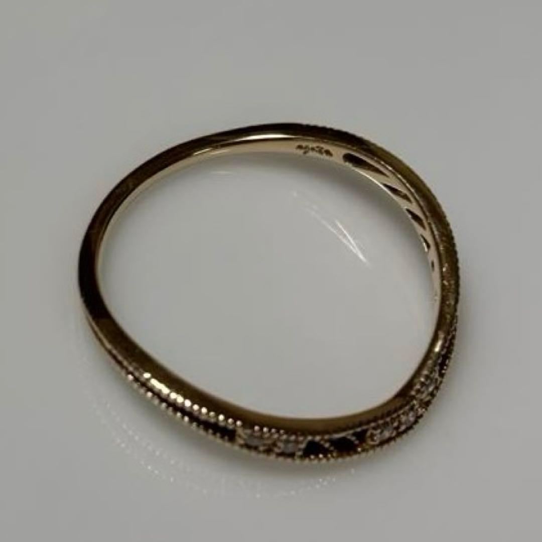 アガット K10 ダイヤモンド V字 リング 15号