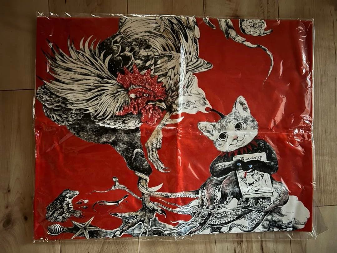 ヒグチユウコ　若冲雄鶏図　座布団カバー