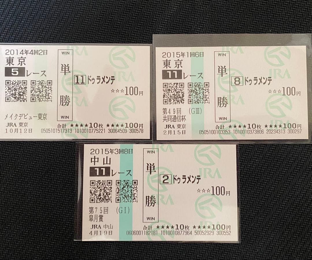 ドゥラメンテ　新馬戦　共同通信杯　皐月賞　現地単勝馬券