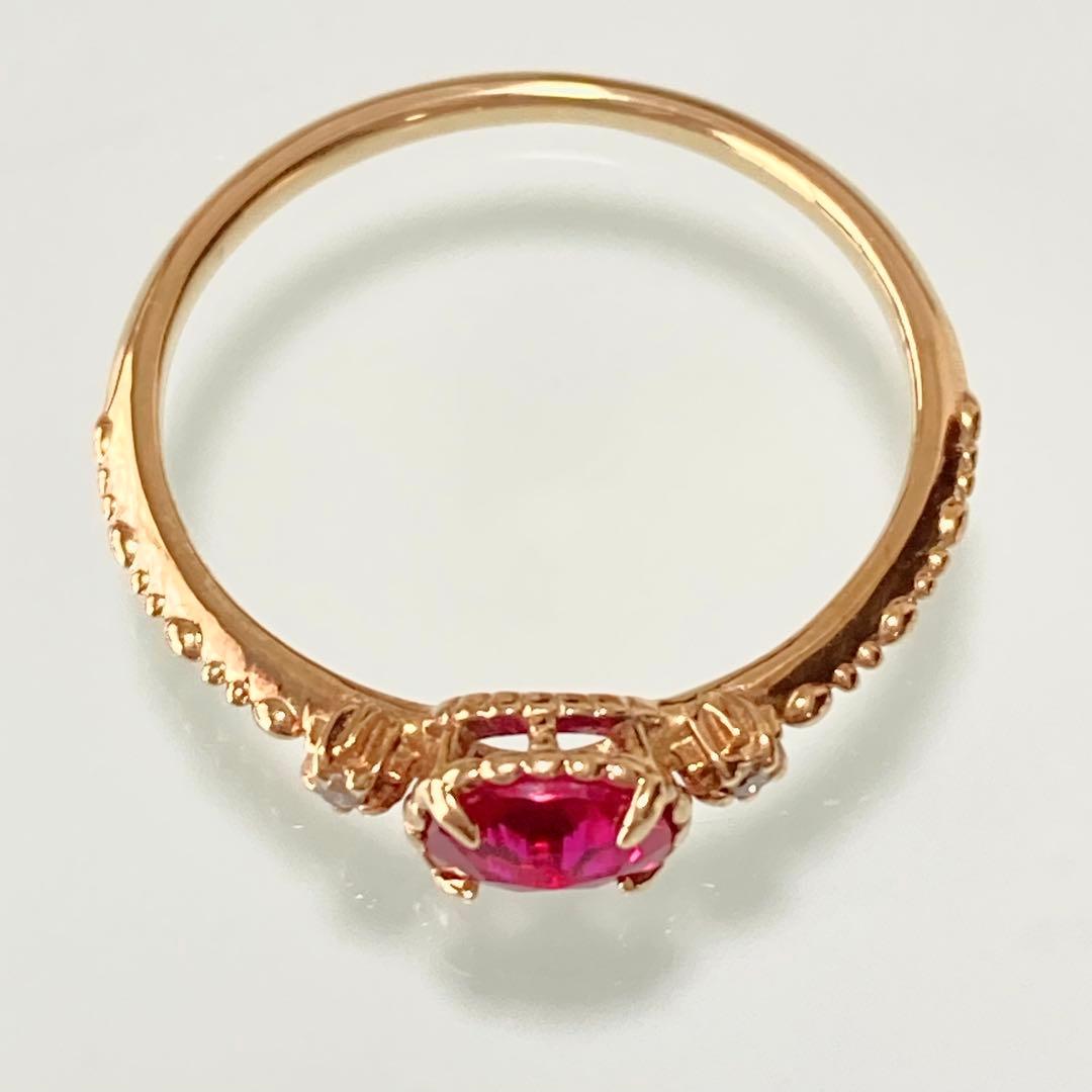 【NOJESS ノジェス】K10シンセティックルビー ダイヤリング11号