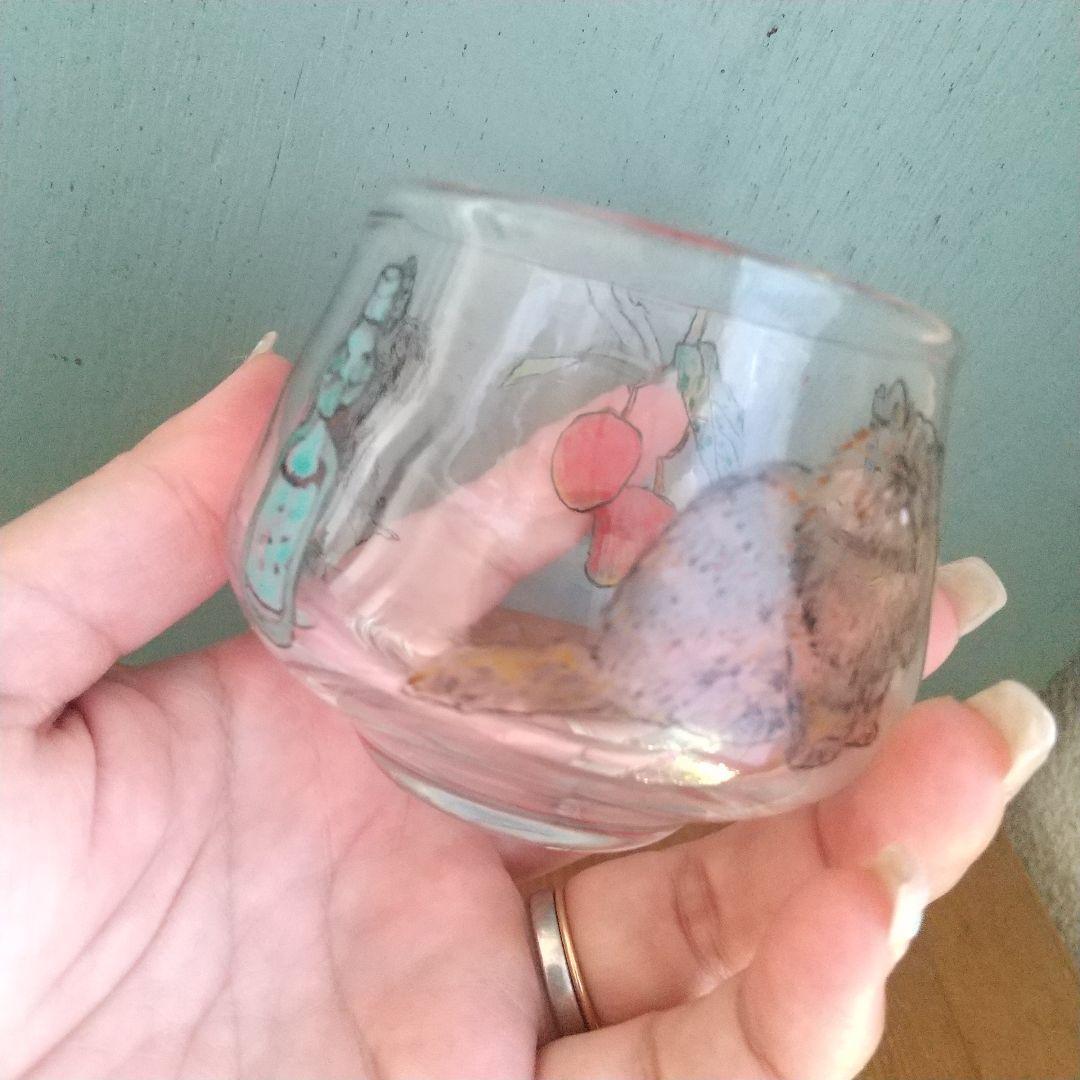 美品　木越あい　しりとり文グラス　ネコ　マウンテンゴリラ　ガラス作家