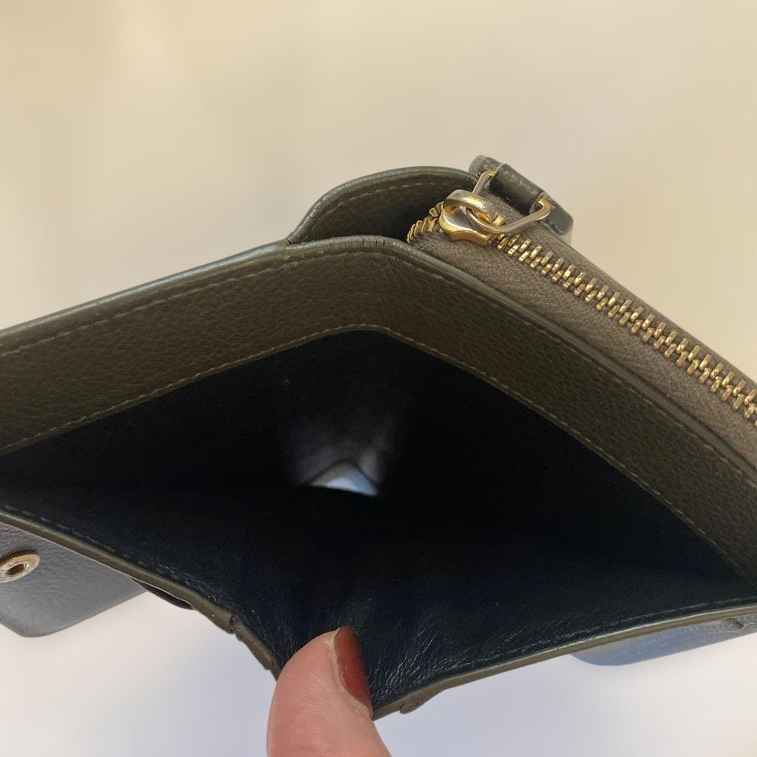 〈美品〉SAINT LAURENT PARIS 折り財布 レザー カーキ　箱有り