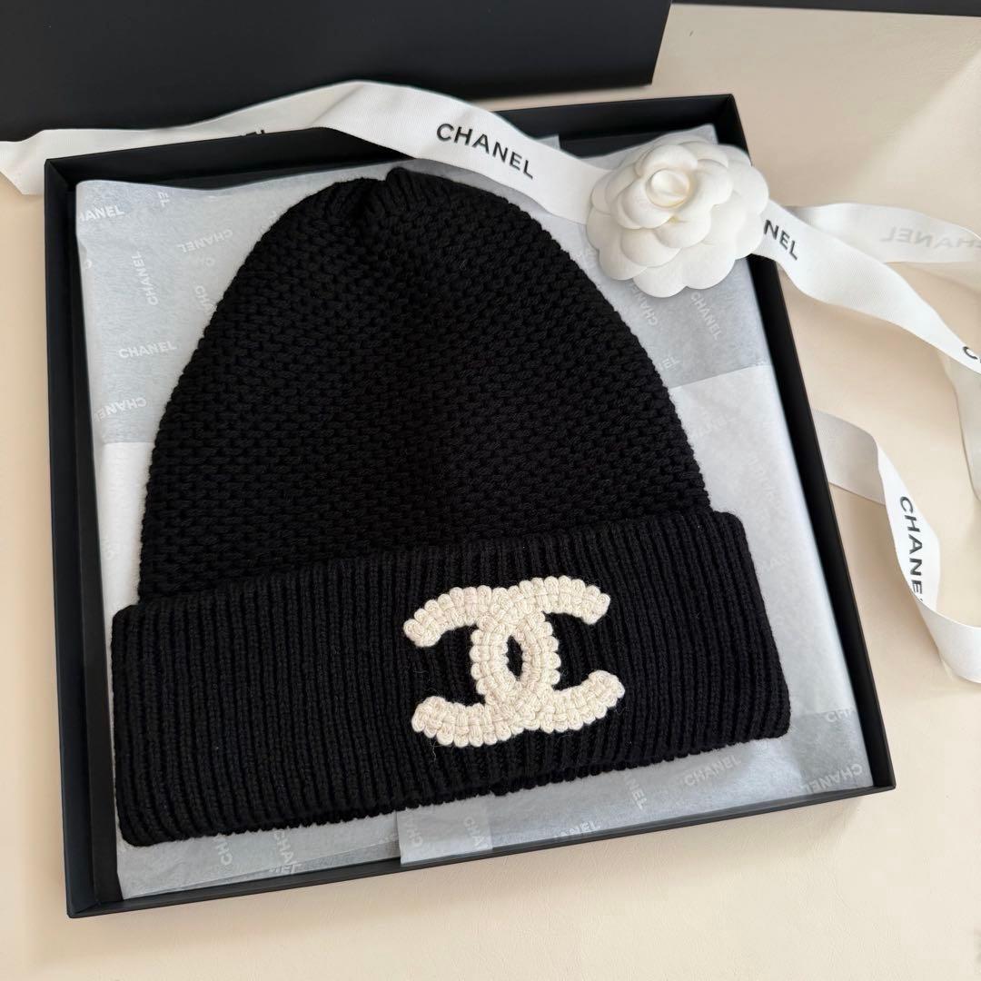 新品未使用 希少 大人気 chanelココマーク ニット帽 ブラック 黒