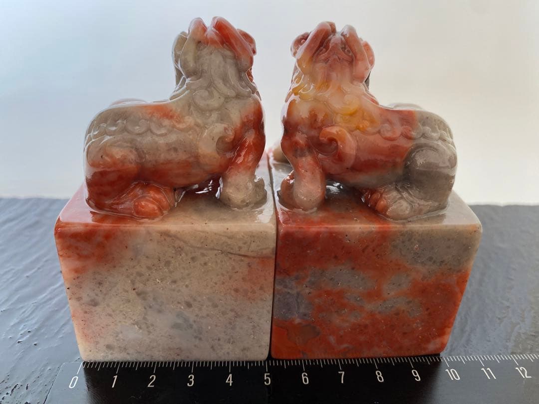 寿山石　紅石　貔貅　古獣　5cm　印材　印石　大材　書道　篆刻　落款　雅号　日展