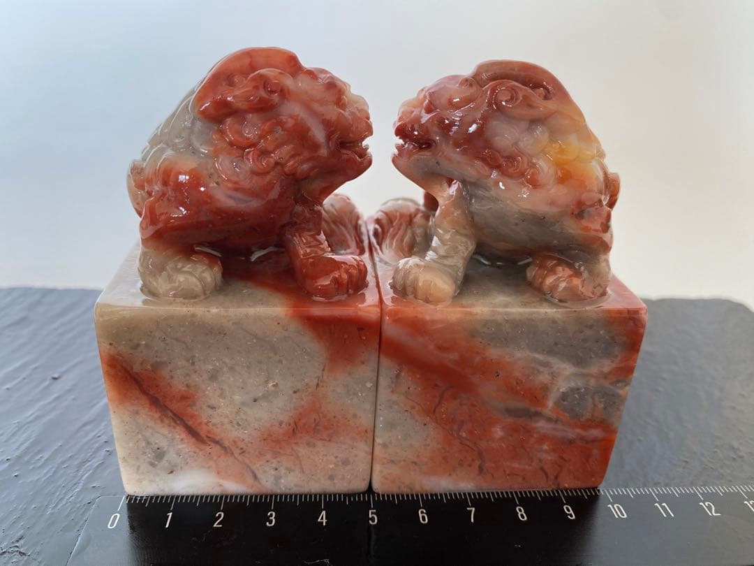 寿山石　紅石　貔貅　古獣　5cm　印材　印石　大材　書道　篆刻　落款　雅号　日展