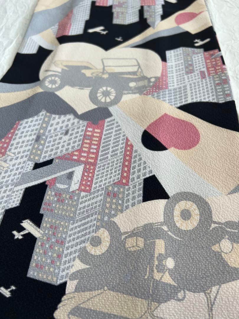 ふりふ 紫織庵コラボ　着物　「あいらぶニューヨーク」　正絹 大正友禅