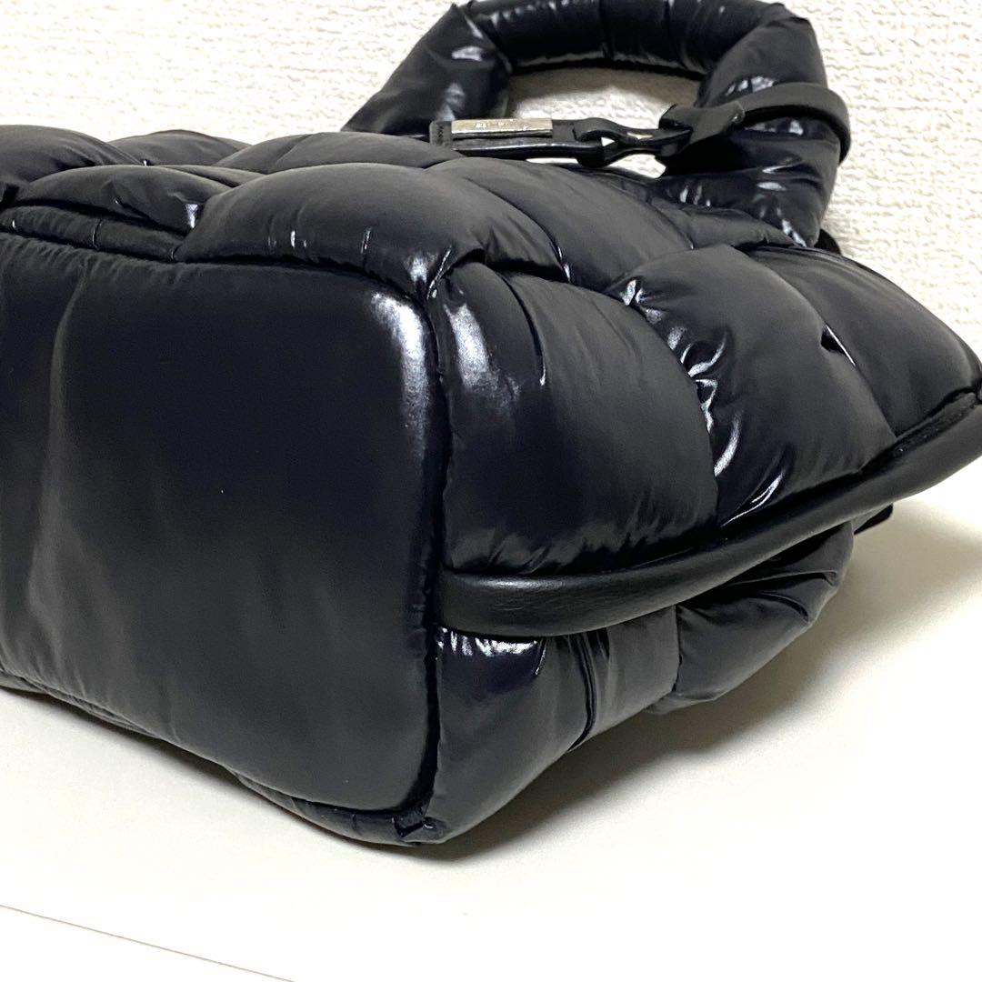 【美品】 かねまつ ミニショルダーバッグ 2way ブラックナイロン イタリア製