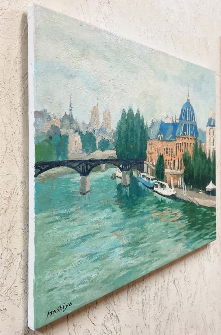 もり様向け383 油絵/風景/街角/パリ/セーヌ川/P15号