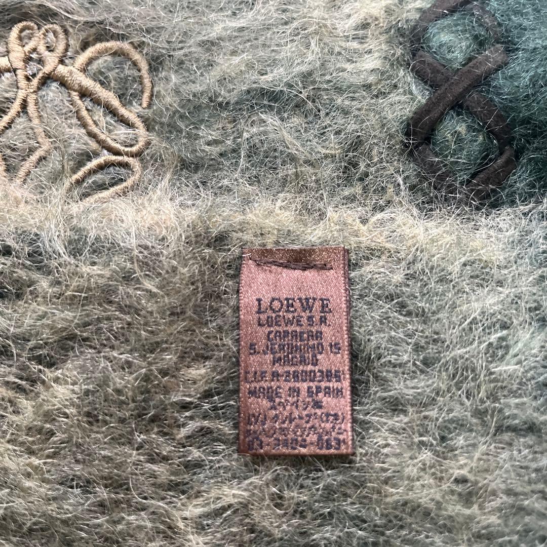 LOEWE アナグラム刺繍 マフラー　グリーン　ロエベ