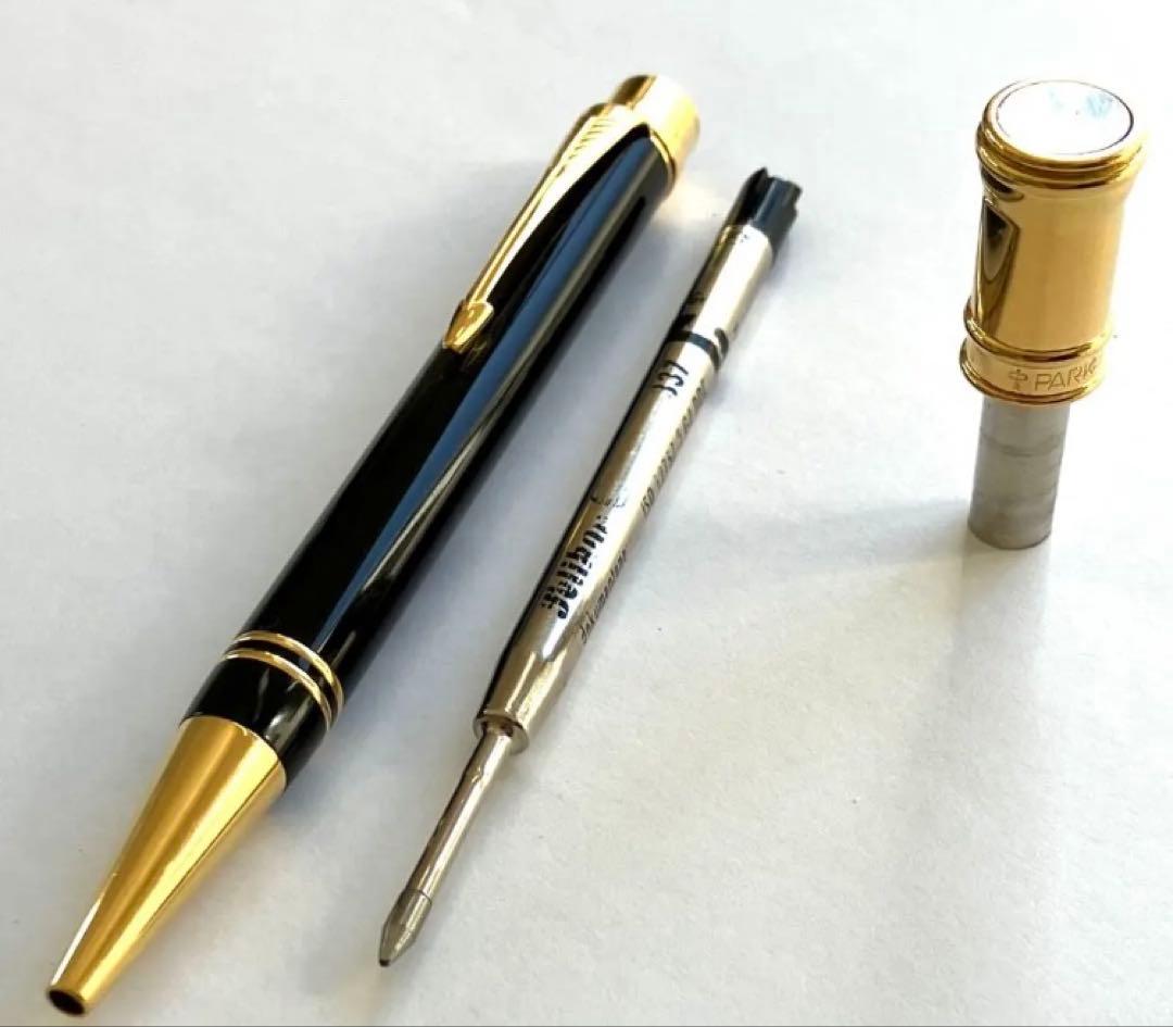 英国製/重厚なブラック軸にダブル金環のパーカーデュオフォールドBP