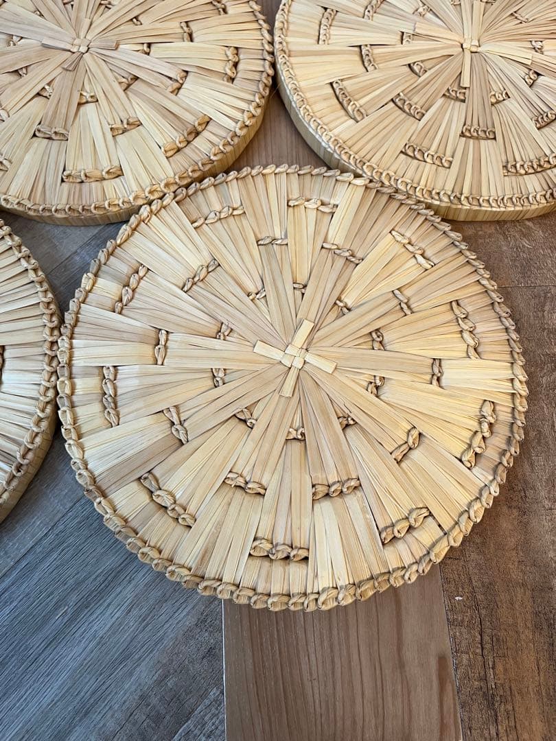 茶道具 露地道具 円座 5客揃 藁竹 天然素材 座具 敷物 紙箱
