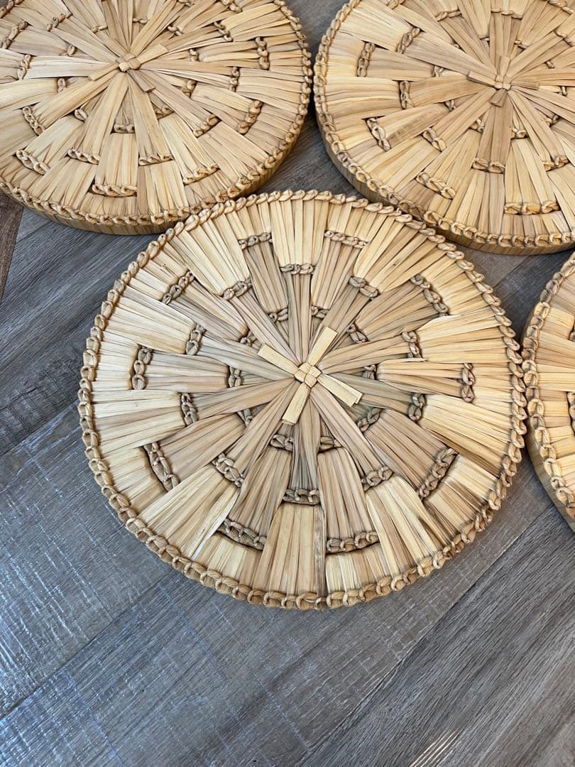 茶道具 露地道具 円座 5客揃 藁竹 天然素材 座具 敷物 紙箱