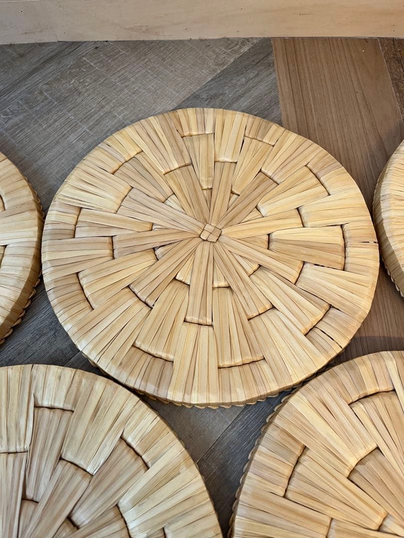 茶道具 露地道具 円座 5客揃 藁竹 天然素材 座具 敷物 紙箱