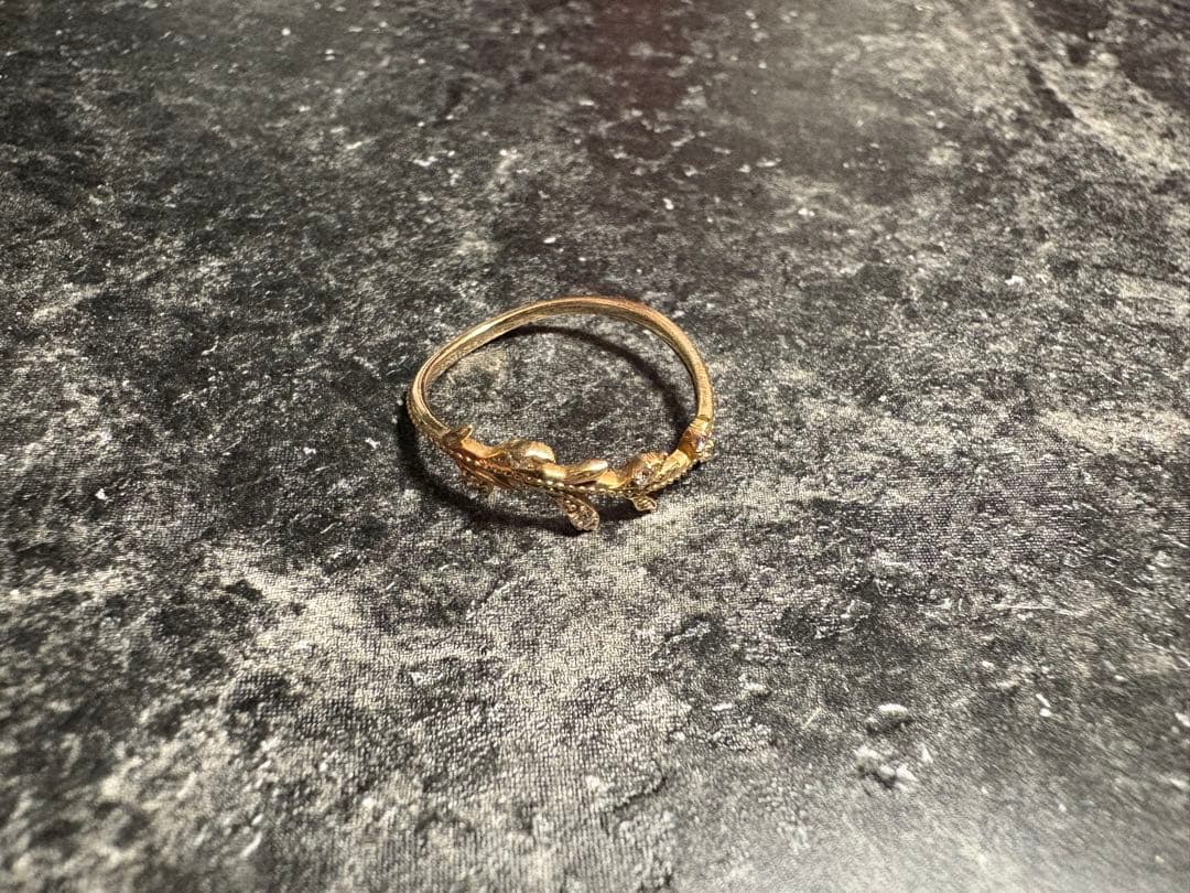 agete K10リーフダイヤモンドリング 13号