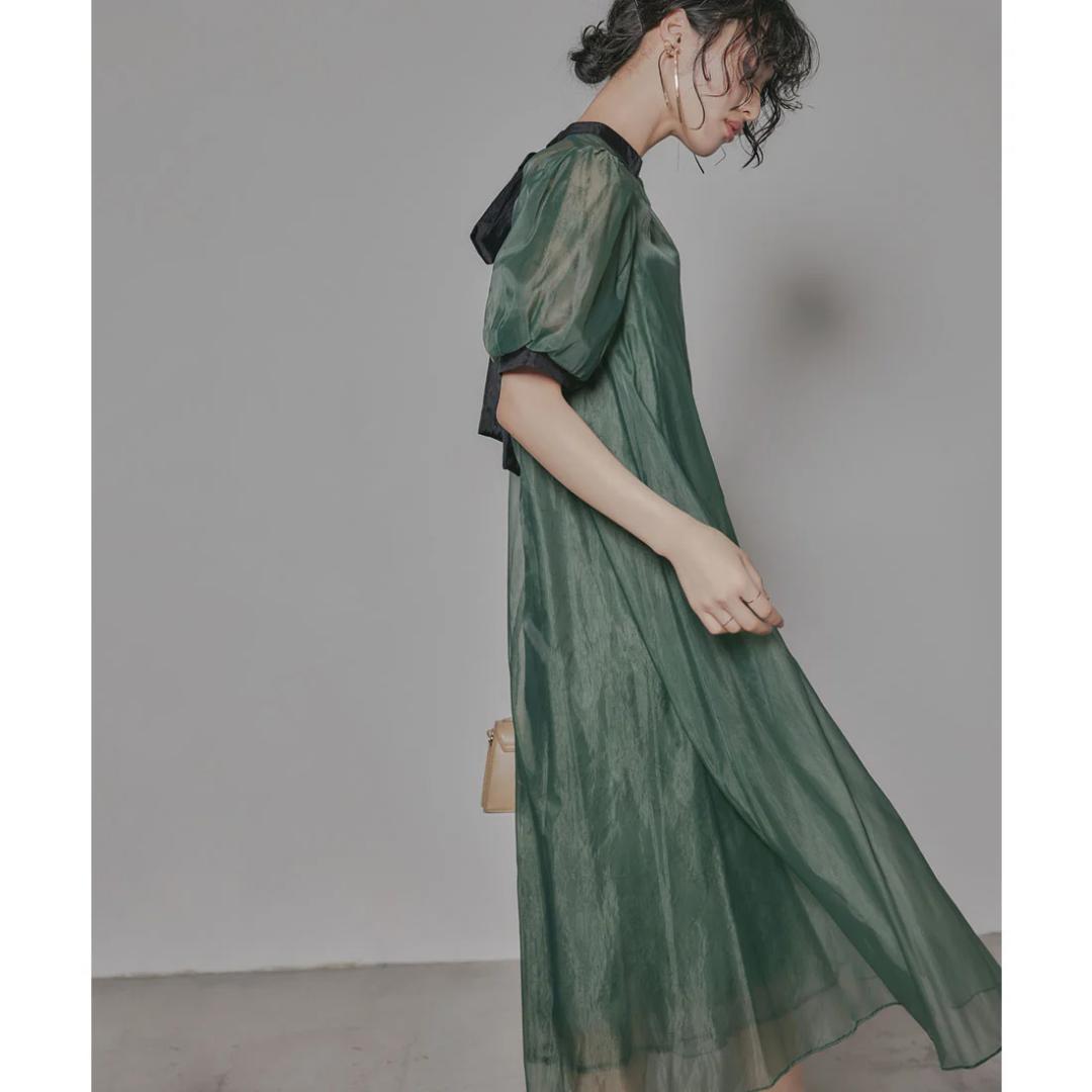 美品 niana ニアナ Aラインオーガンジーレースレイヤードドレス M 妊婦