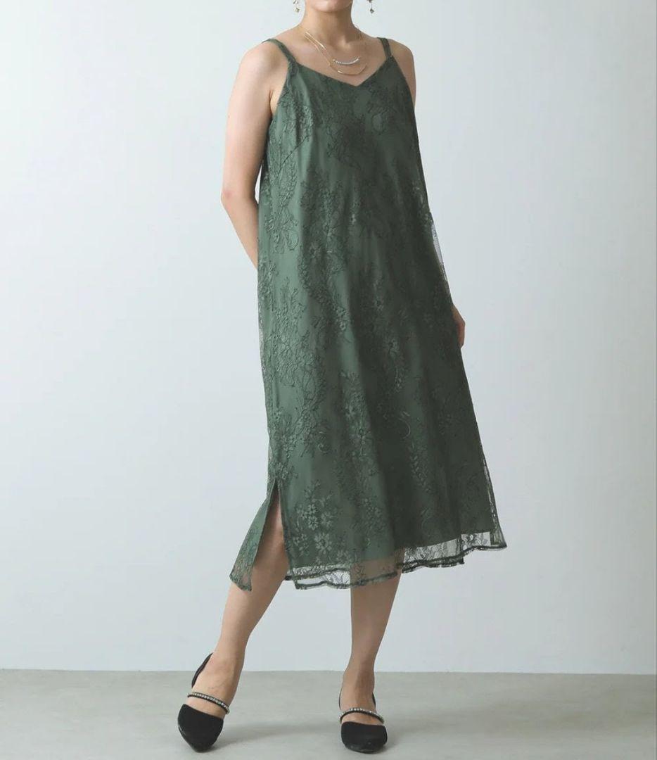 美品 niana ニアナ Aラインオーガンジーレースレイヤードドレス M 妊婦