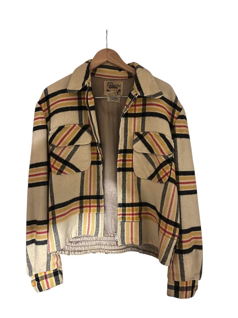 チェック柄フリースジャケット　古着　ヴィンテージ　40s 50s
