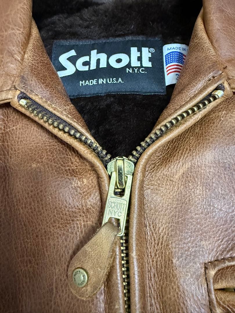 【ひまちゆーり】Schott シングルライダース643 ナバホブラウン