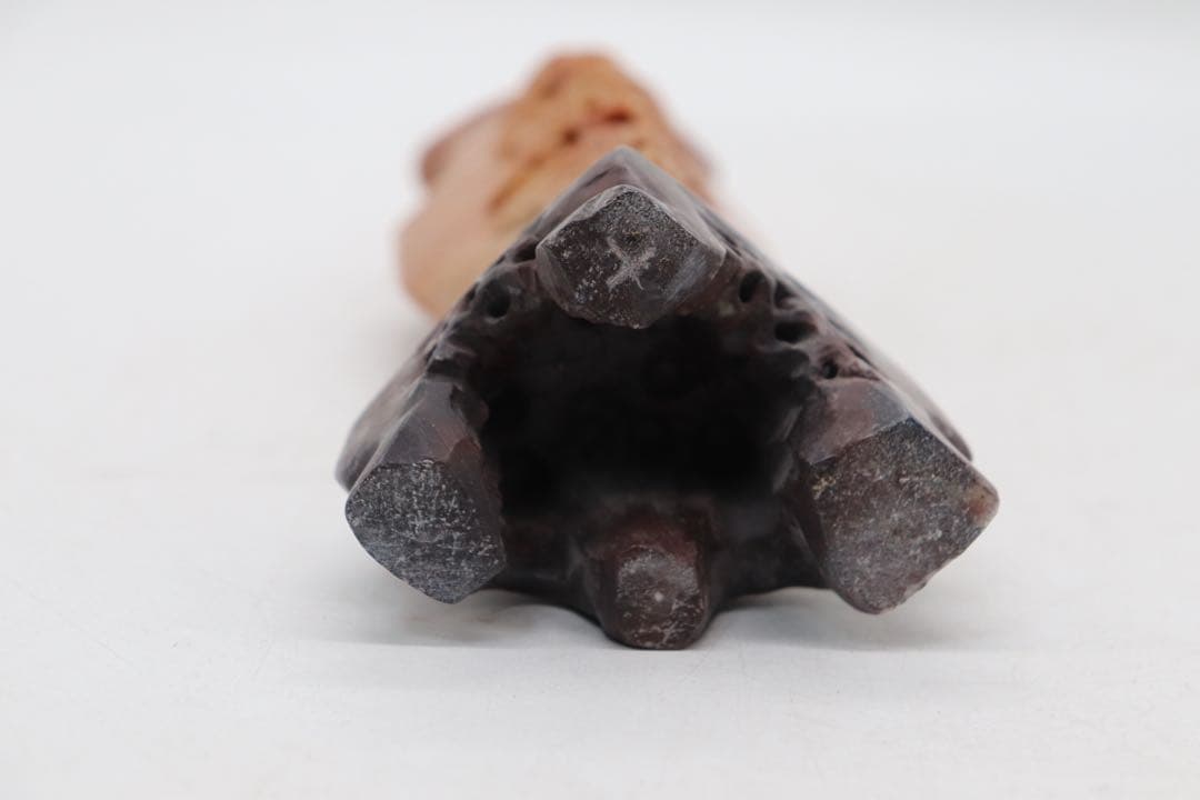 中国　寿山石　花瓶　浮き彫り山水楼閣　送料込み250510