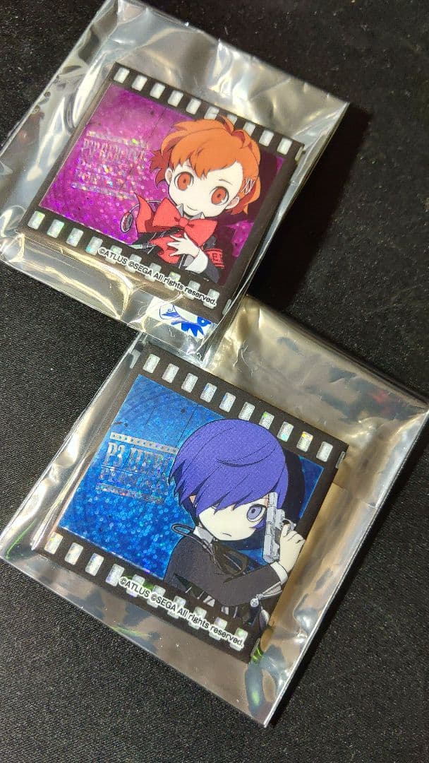 ①レア ペルソナQ2 缶バッジセット P3 理 ハム子 スクエア缶バッジ