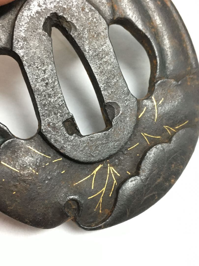 S163葉紋鉄鍔 武具 刀装具