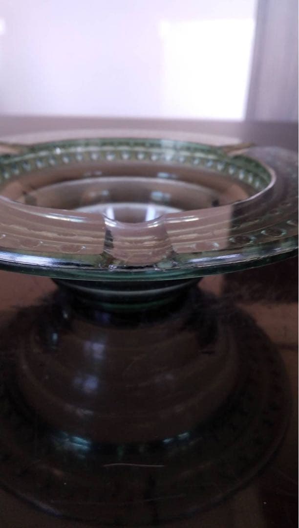 レトロガラス灰皿　昭和レトロ　古道具　プレスガラス　ビンテージ