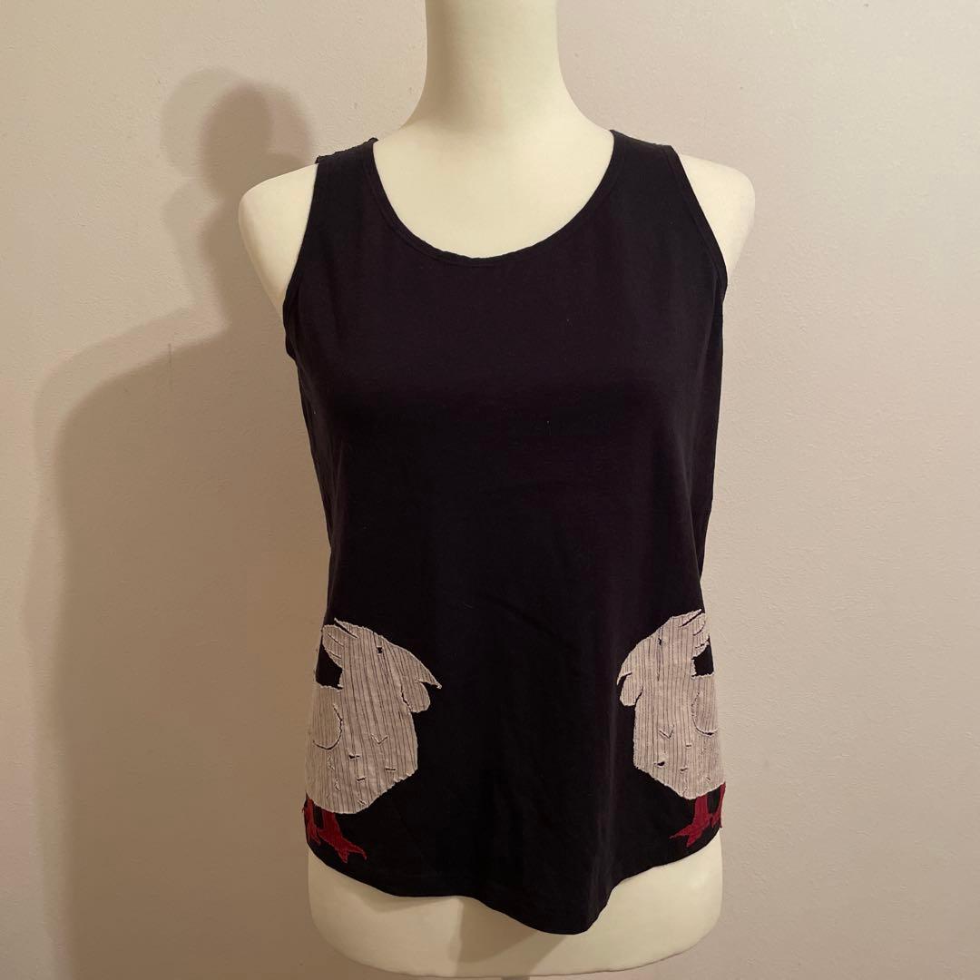 新品未使用　ヨーガンレール　鶏刺繍 タンクトップ 黒