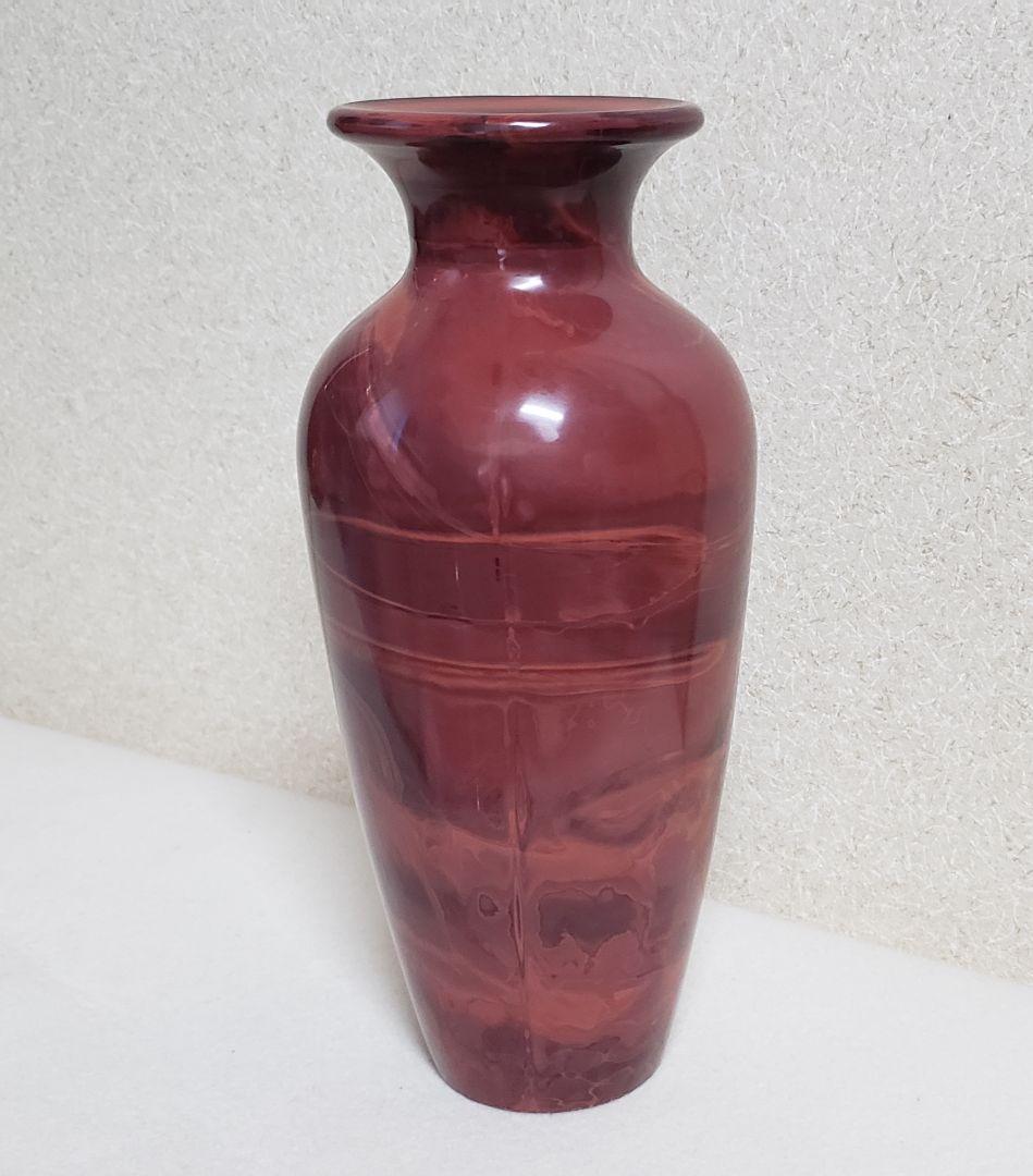 中国 乾隆硝子 朱色 赤色 花瓶 ガラス