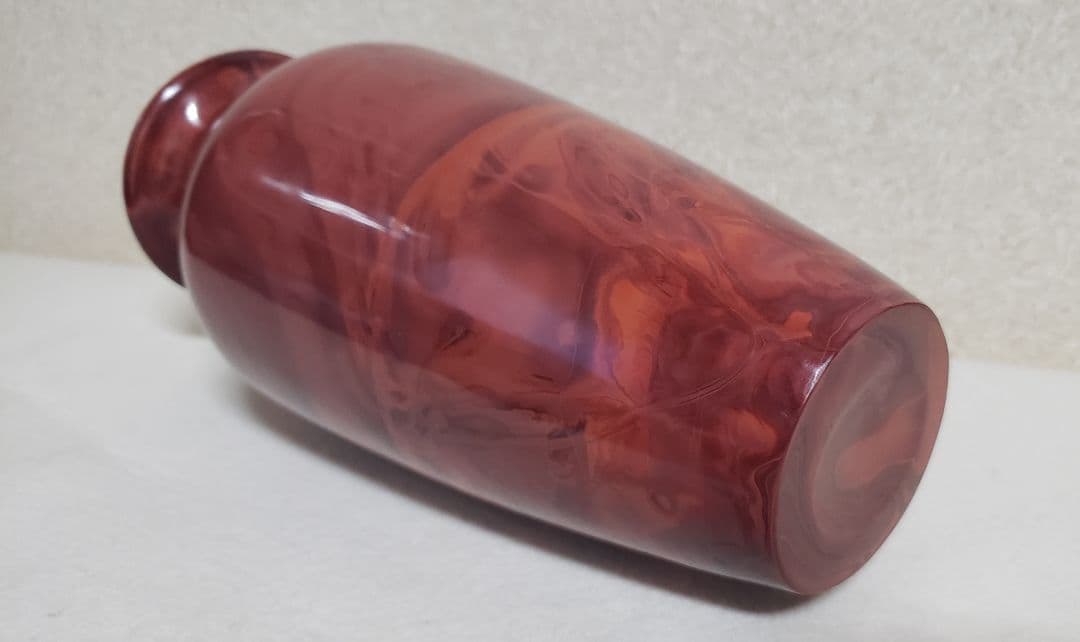 中国 乾隆硝子 朱色 赤色 花瓶 ガラス