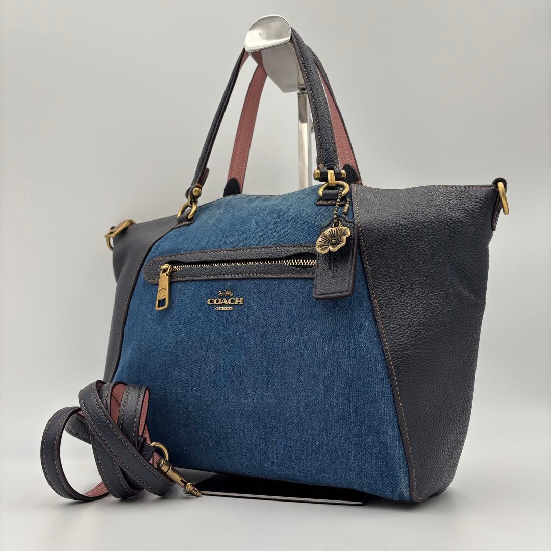 COACH コーチ デニムブルー ショルダーバッグ 2way ティーローズ