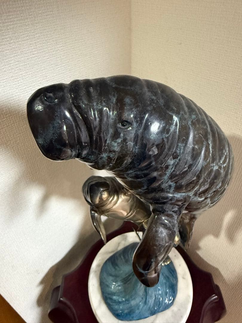 ブロンズ製 マナティー 親子 彫刻 約53cm