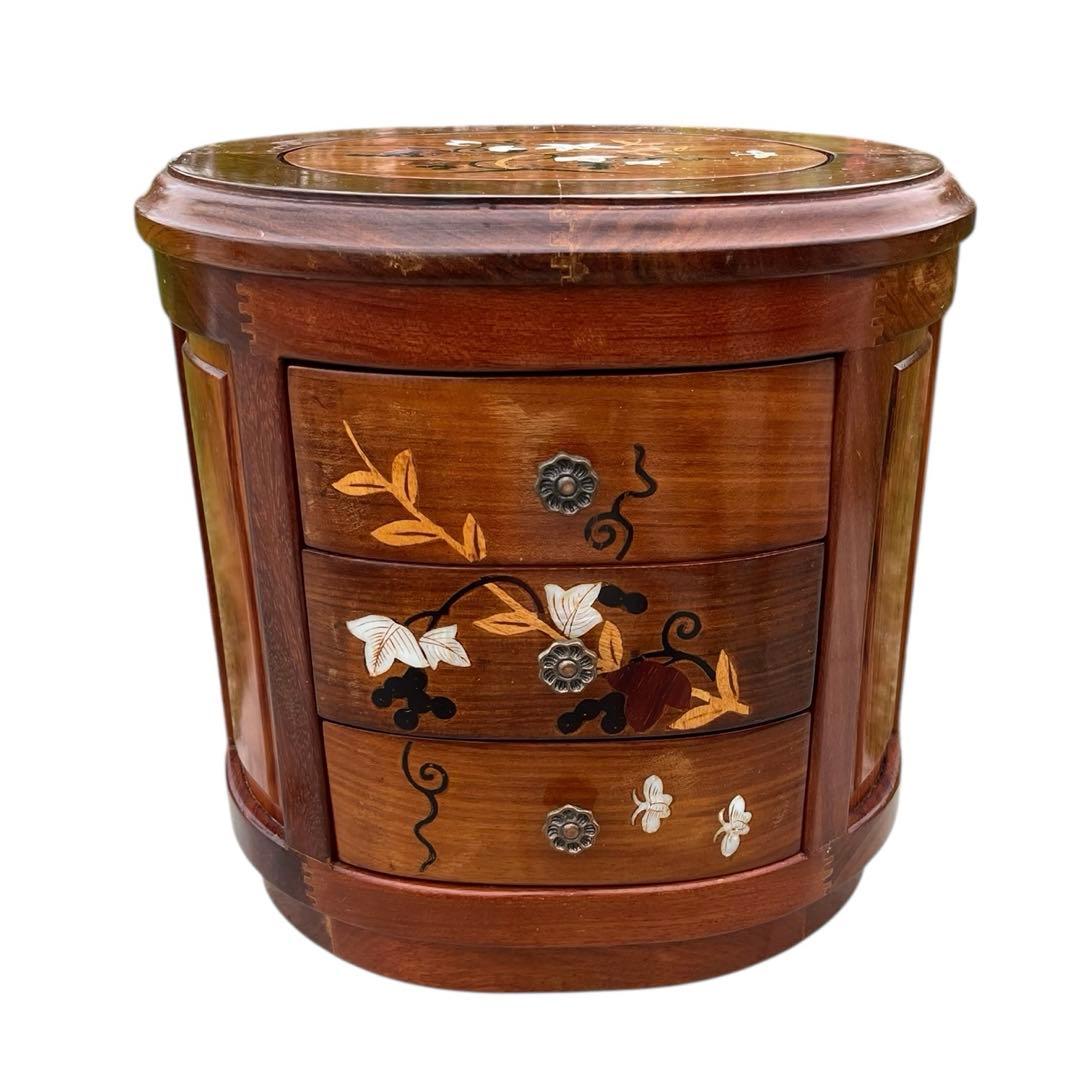 ミニ箪笥　引出三段　象嵌細工　花梨　天然木