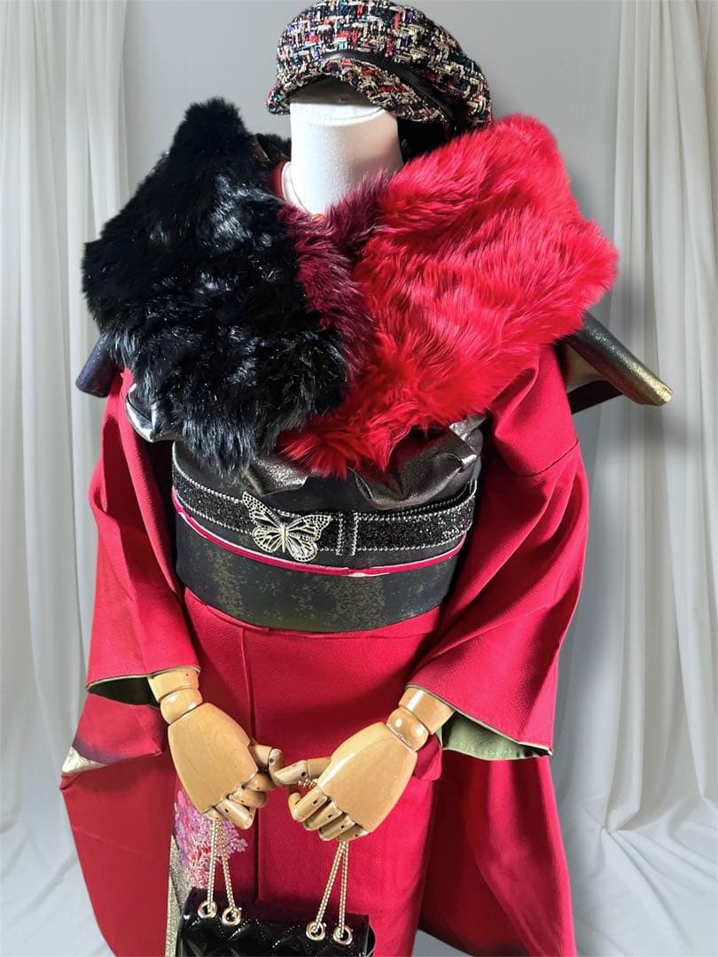 振袖 山本寛斎 赤 暈し フルセット 成人式