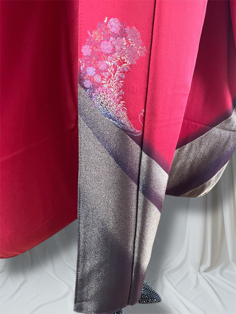 振袖 山本寛斎 赤 暈し フルセット 成人式