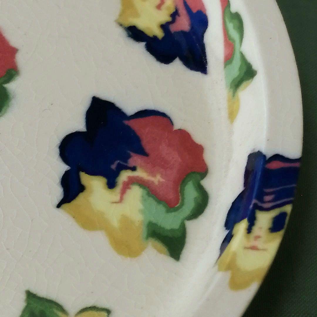 人間国宝　松井康成　萃瓷練上　華雲文皿　額装　飾皿　すいじ練上皿　骨董