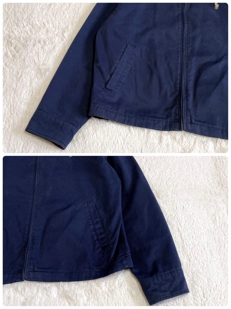 希少 90s ポロラルフローレン チェック ネイビー スイングトップ ブルゾン