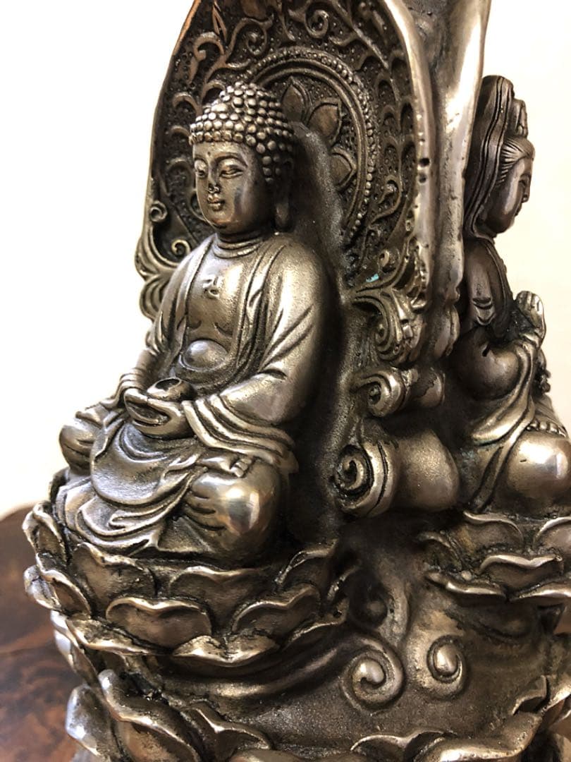 中国美術 乾隆年製 時代 白銅 三尊仏 仏像 如来 菩薩 明王