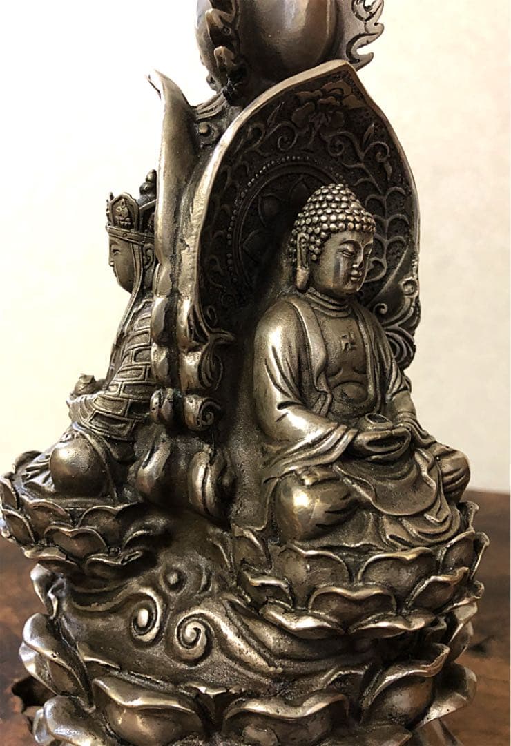 中国美術 乾隆年製 時代 白銅 三尊仏 仏像 如来 菩薩 明王
