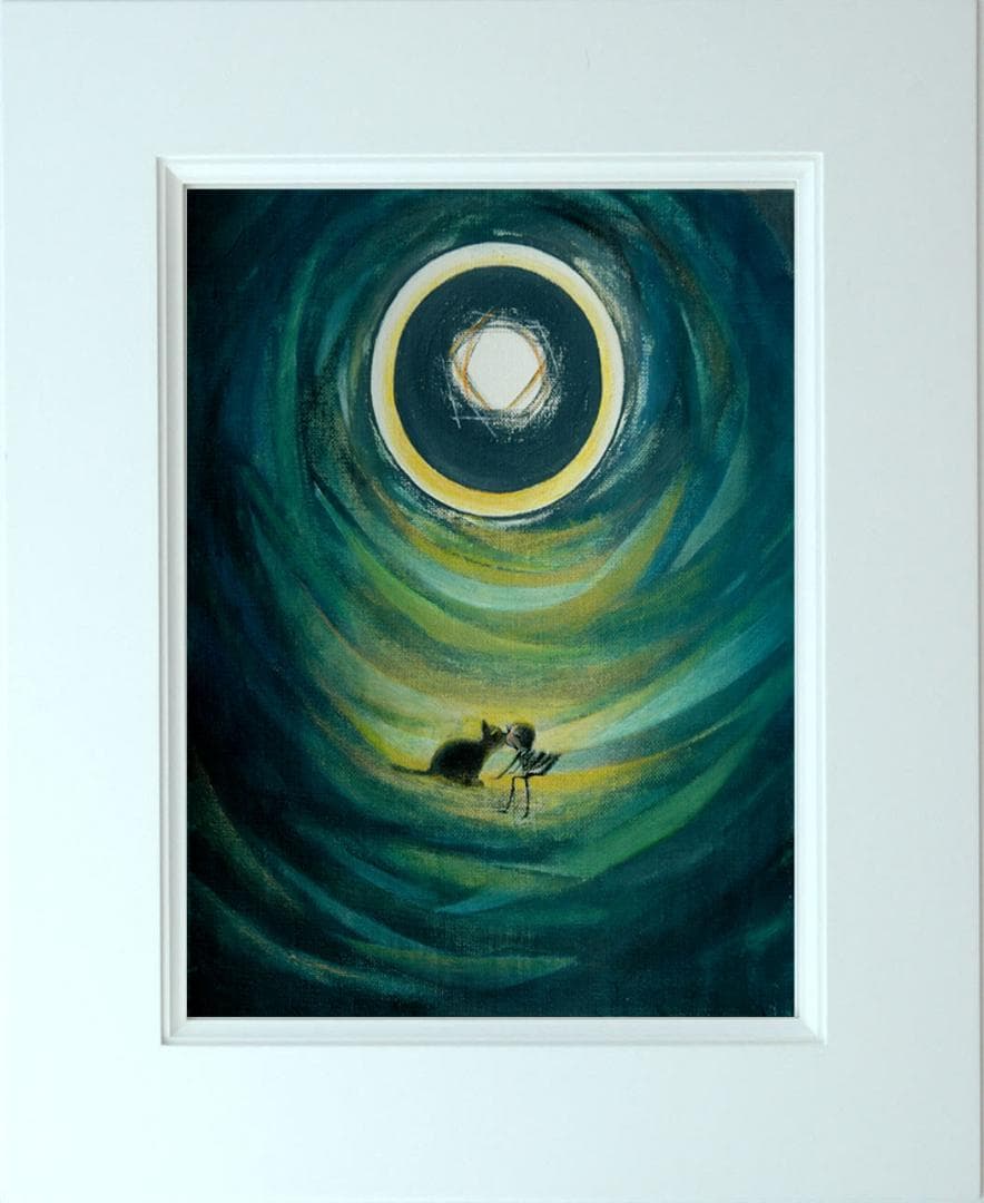 油絵 菅家令子 絵 絵画インテリア F3-031119 祈り 可愛い子猫と女の子