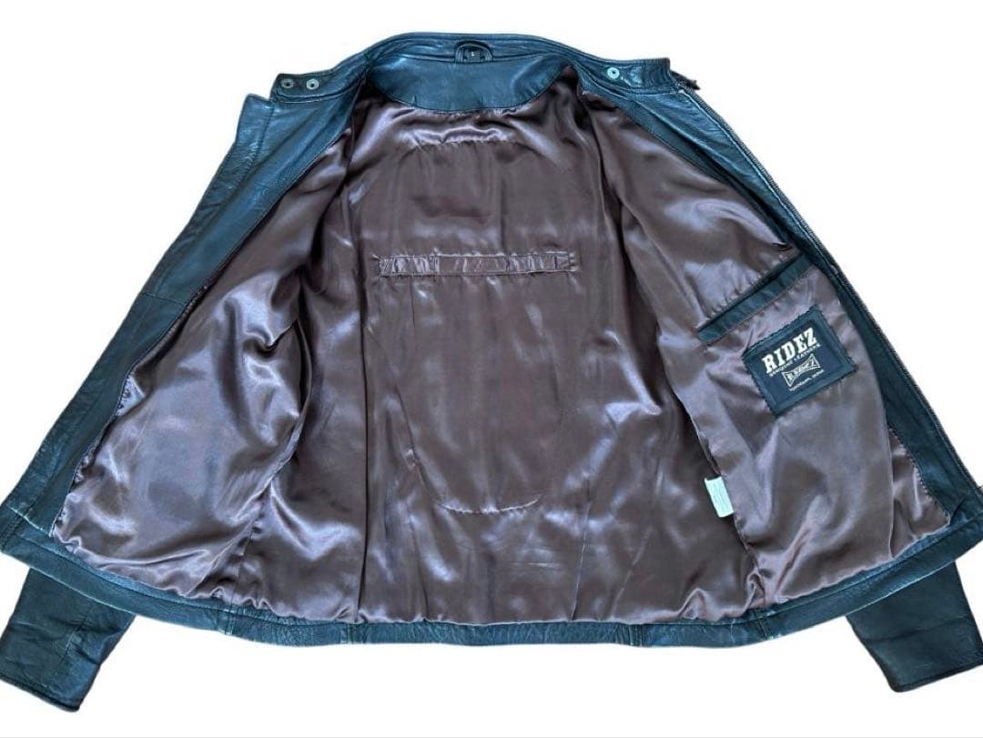 RIDEZ シングル ライダース レザージャケット シープスキン ブラック L