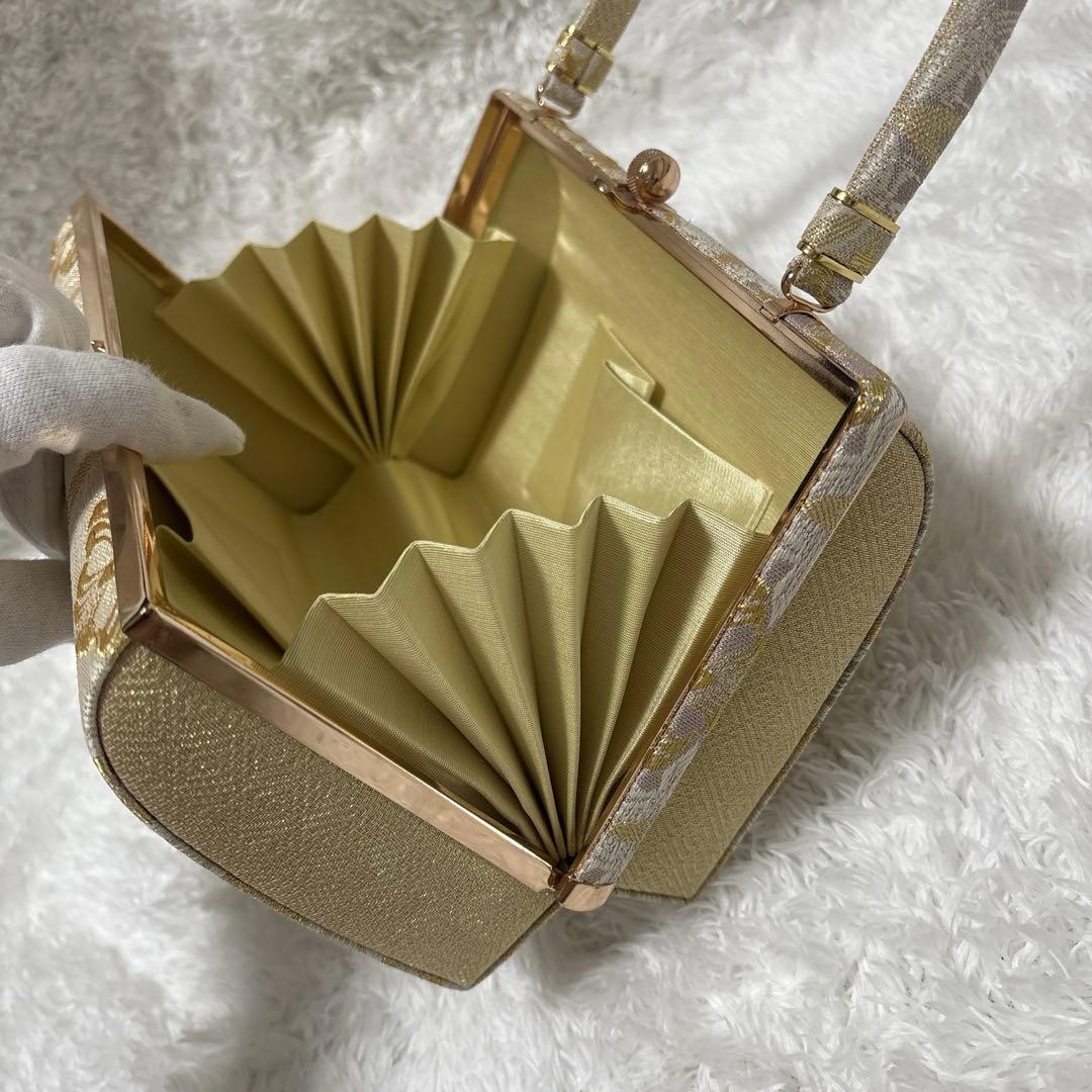 【美品✨】エレガント　ゴールド　和装用バッグ　自立型　フォーマル　結婚式　お祝い