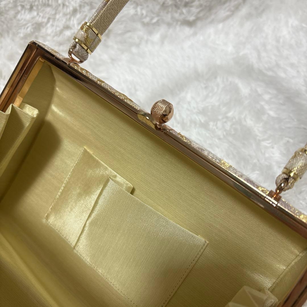 【美品✨】エレガント　ゴールド　和装用バッグ　自立型　フォーマル　結婚式　お祝い