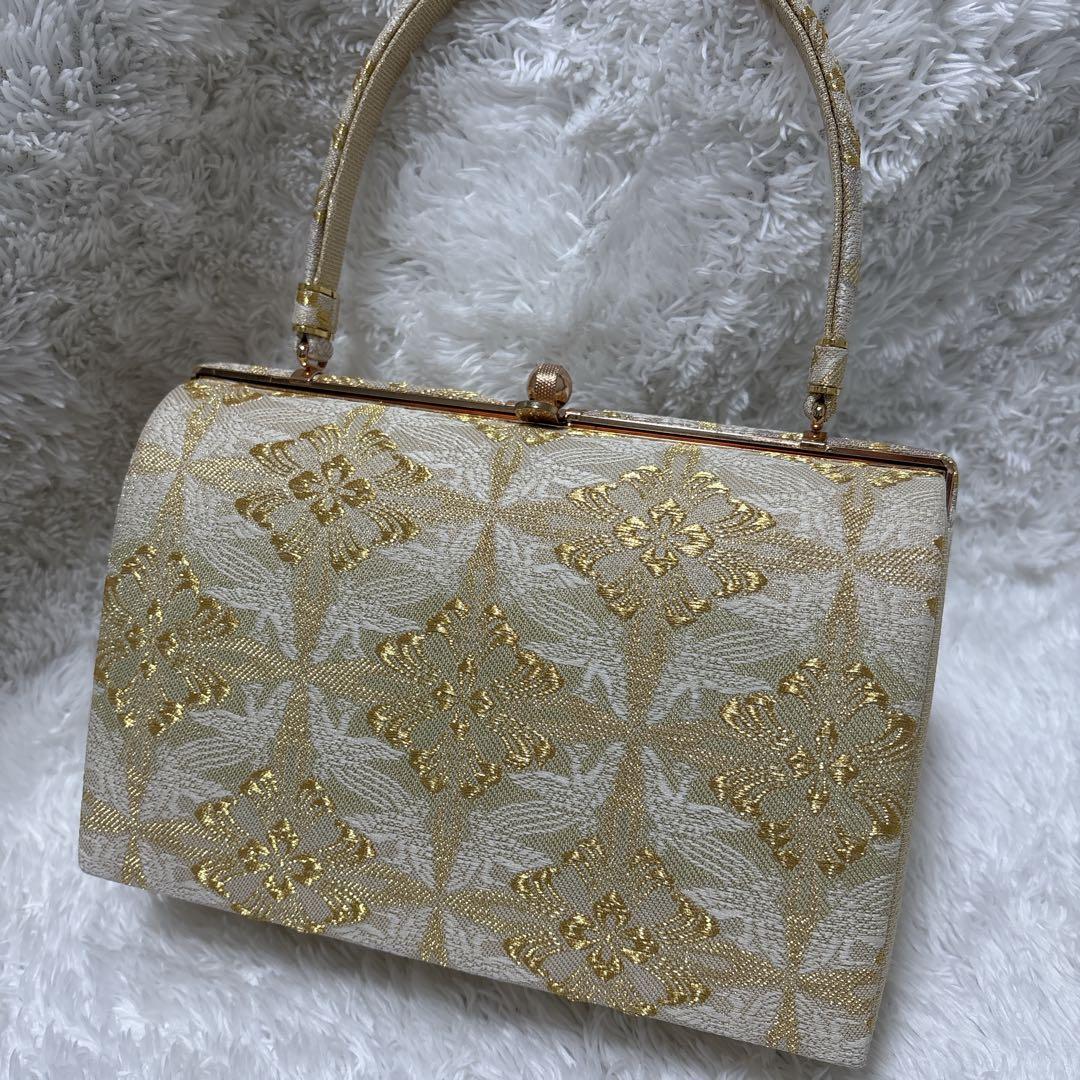 【美品✨】エレガント　ゴールド　和装用バッグ　自立型　フォーマル　結婚式　お祝い