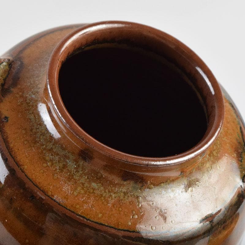 茶道具　高取焼　十三代高取八仙作　肩衝茶入　仕覆付　共箱　V　9139