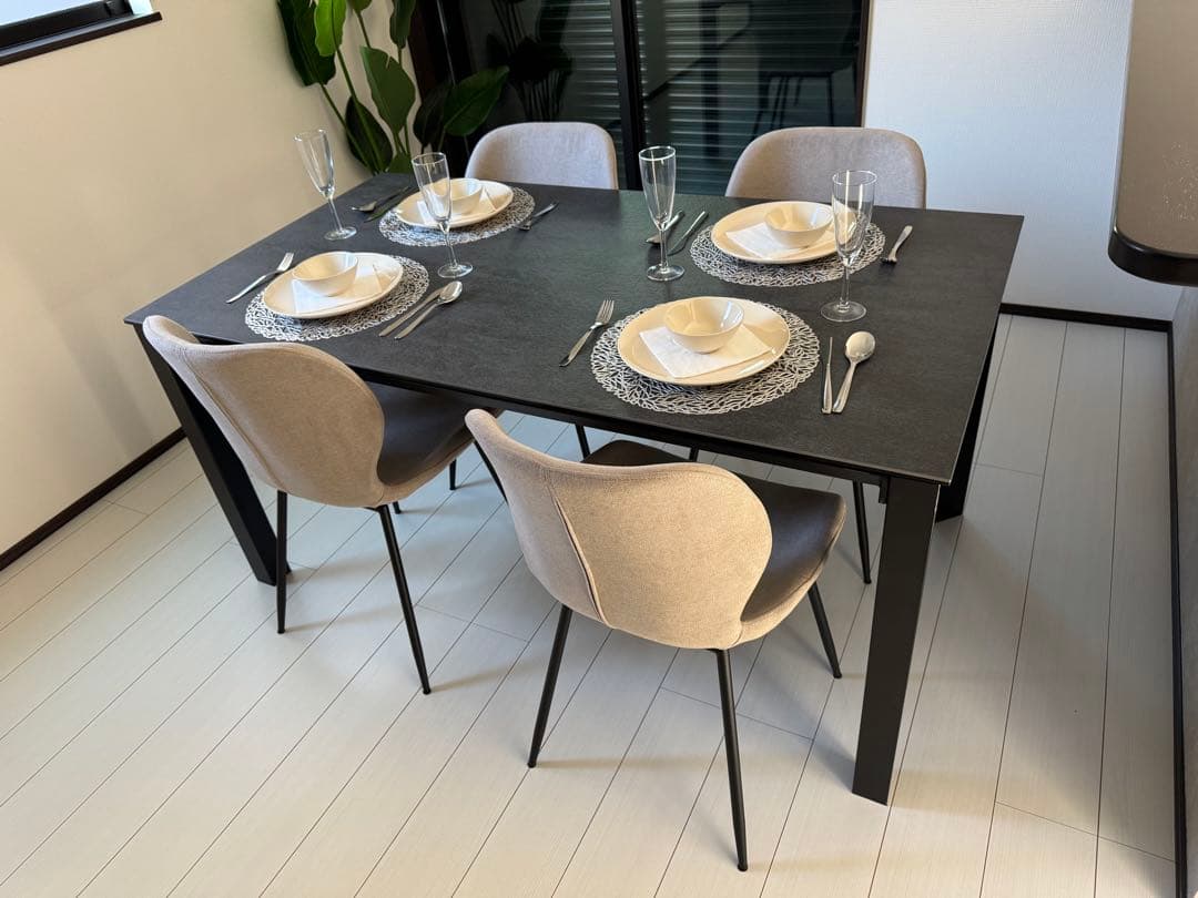 【未使用品】【引取希望】※追記あり　セラミックダイニングテーブルセット