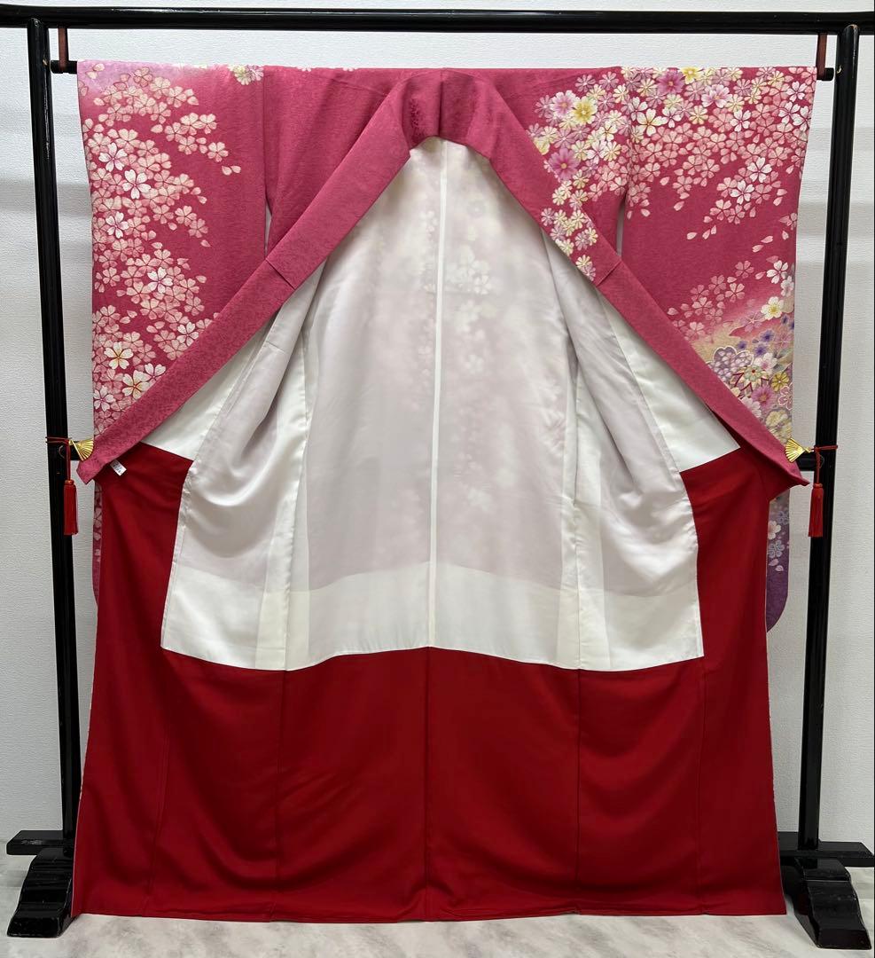 振り袖　フルセット　長襦袢付　ピンク　成人式　金彩加工　刺繍入り　銀通し　704