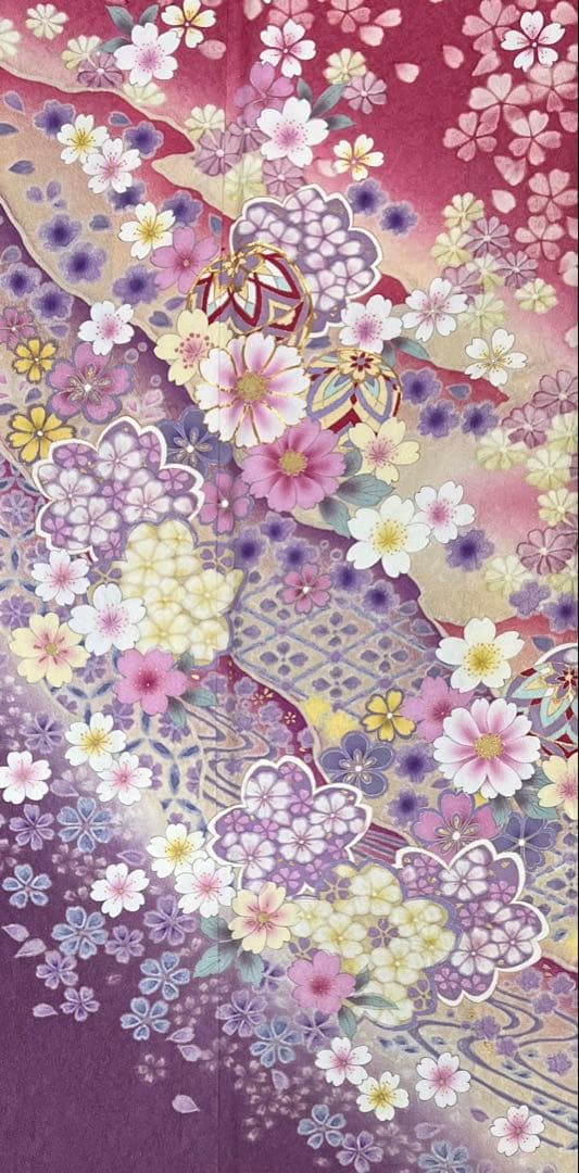 振り袖　フルセット　長襦袢付　ピンク　成人式　金彩加工　刺繍入り　銀通し　704