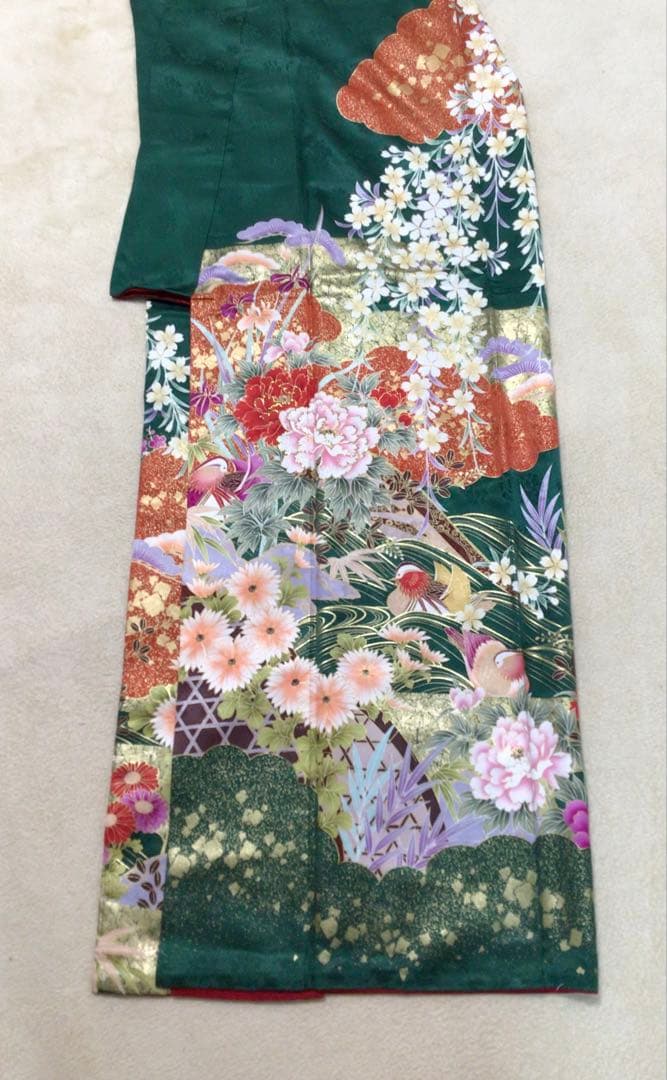 早い者勝ち❗️最安値中❗️お仕立て上り振袖　正絹　総柄　古典柄　長襦袢サービス付き