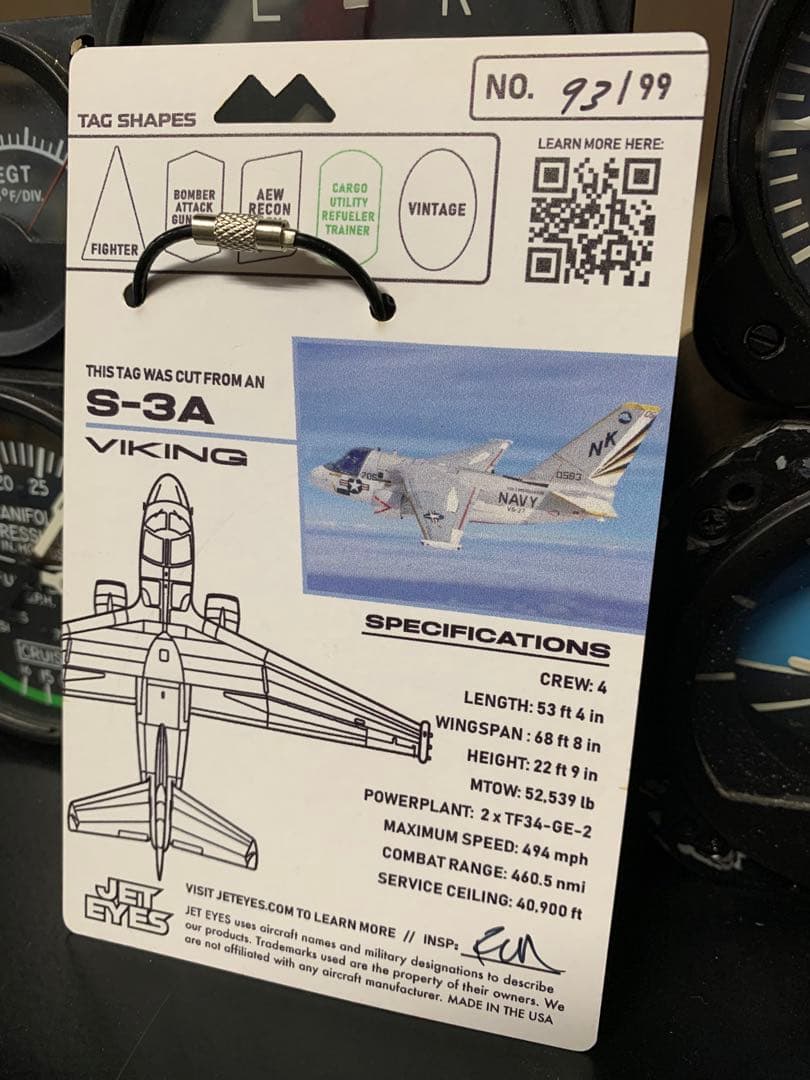 米海軍 対潜哨戒機 S-3 ヴァイキング タグ キーホルダー JETEYES