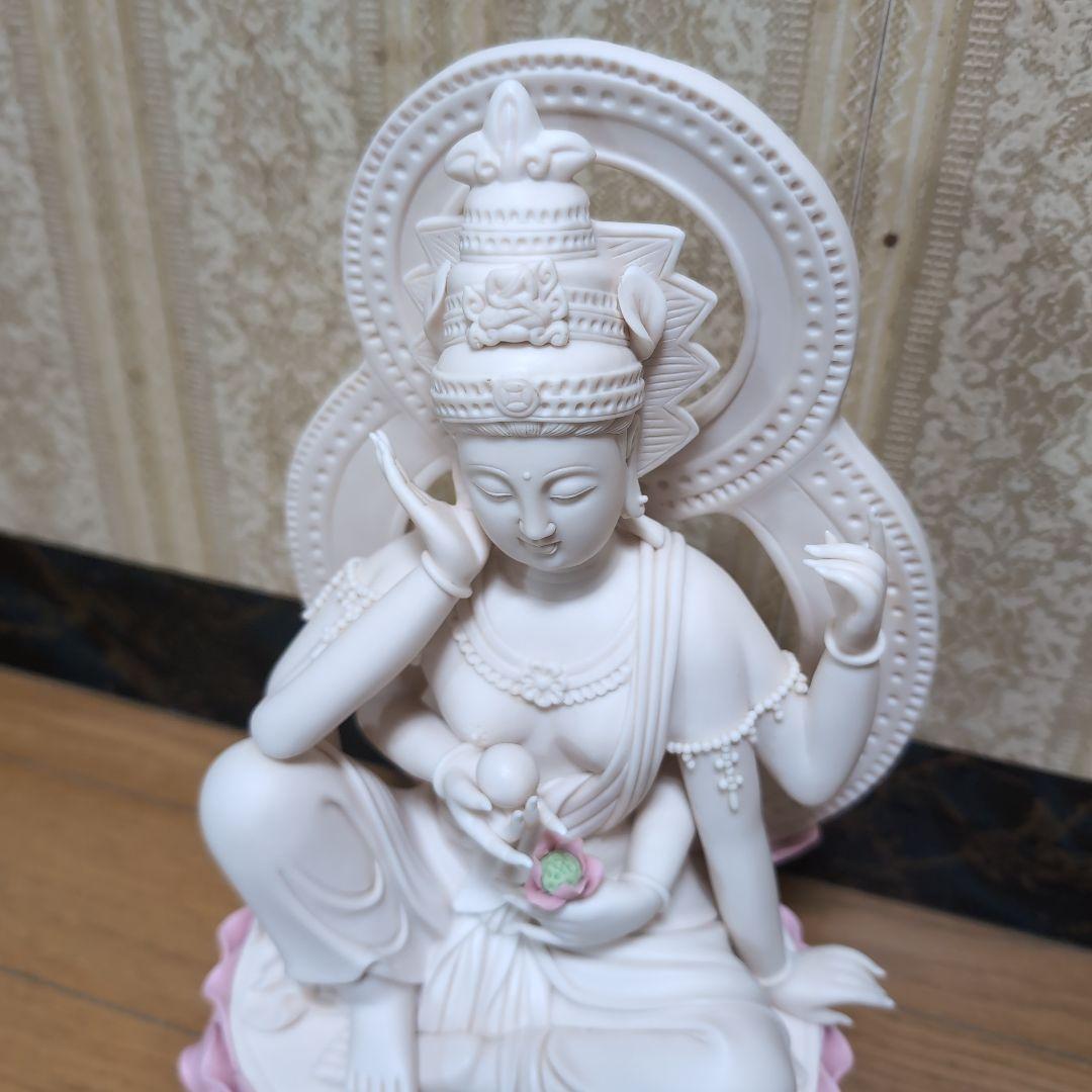 中国 工芸品 古唐物 徳化窯 彩陶 如意輪観音菩薩像 置物 仏像 民芸品